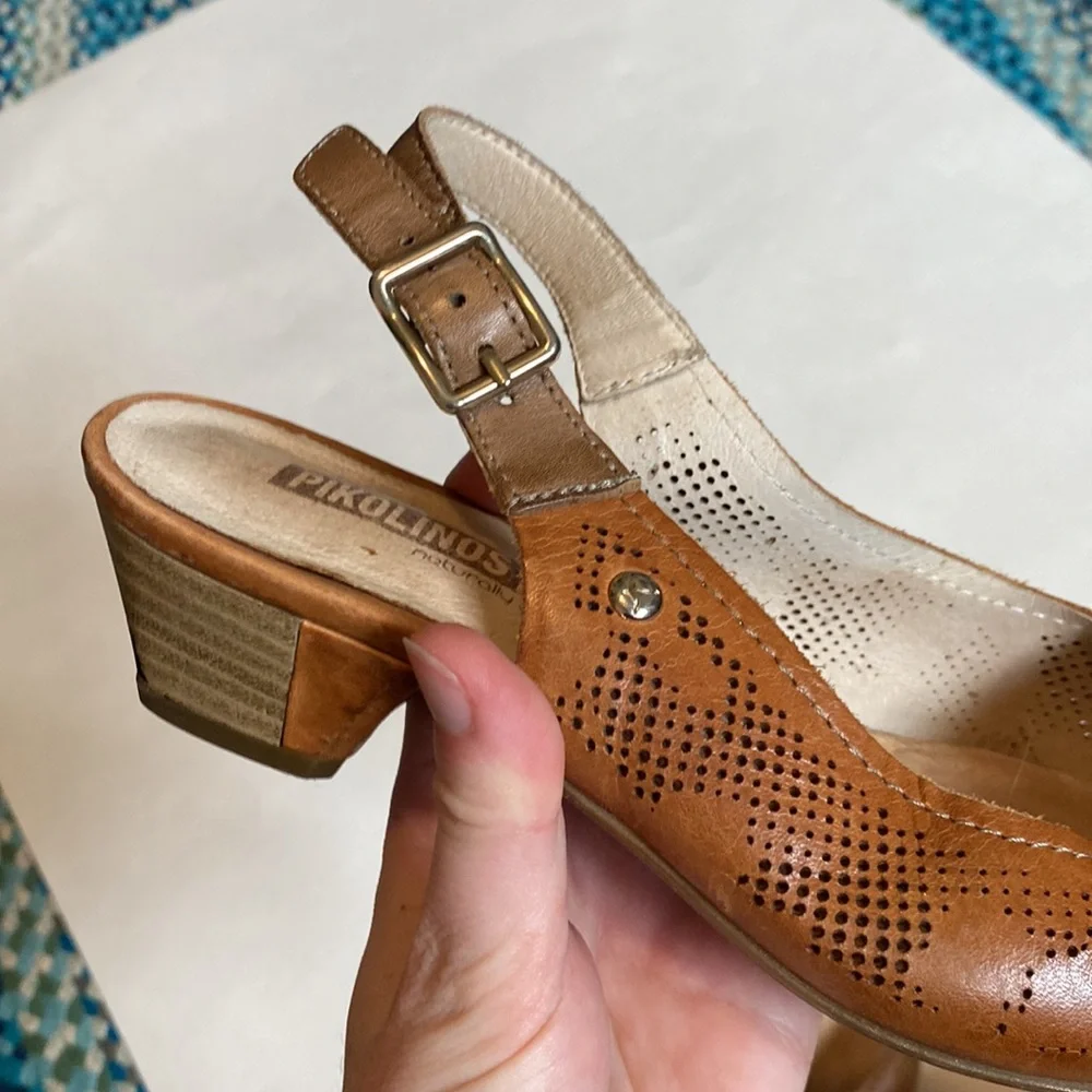 Pikolinos Elba slingback court shoe soft brown leather - Picture 8 of 10